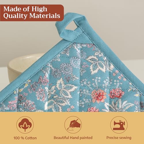 Pot Holders 100% Cotton Potholders (001 - Marquise / 8" x 8" (Pot Holder Pack of 2))