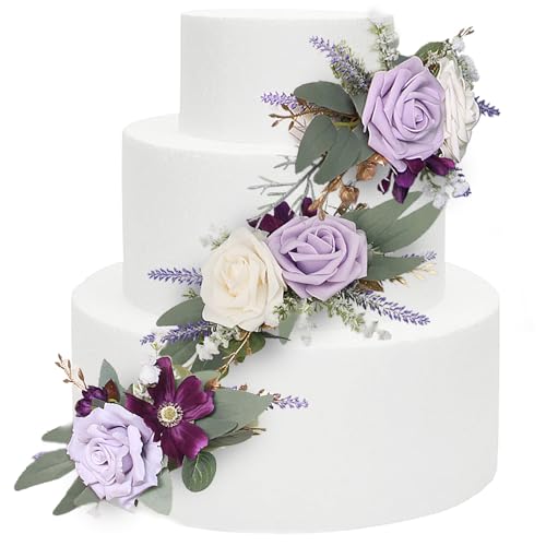 3Pcs Premade Cake Flowers (Purple)