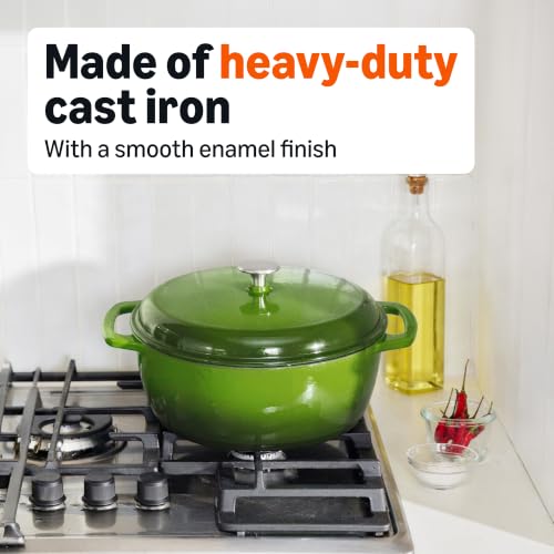 Enameled Cast Iron Dutch Oven Pot With Lid (Green / 4.3-Quart)