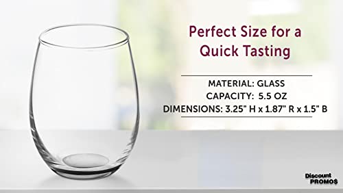 Stemless Wine Glasses by ARC 5.5 oz. Set of 12 (Blank - Black / 12 Glasses)