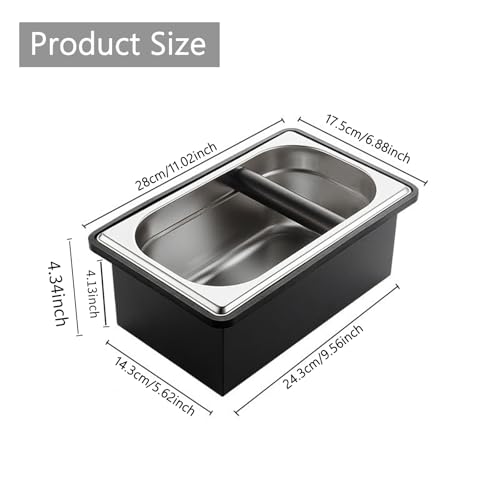 Espresso Knock Box Stainless Steel Large Coffee Puck Container Knockbox (Large)