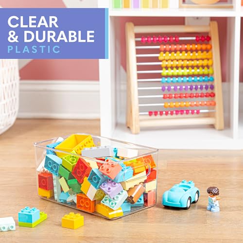 Plastic Food Storage 8 Pack Clear Container Bin with Handles for Organizing Kitchen (10x6x5)