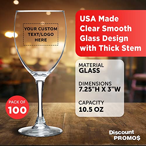 Custom Nuance Wine Glasses by ARC 10.5 oz. Set of 10 (- Custom - Clear / 10/50/100 count)