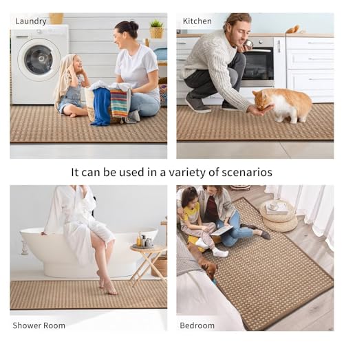 Kitchen Rugs Kitchen Mats for Floor Non Slip Washable Brown 17"x30" (Brown / 17"x30")