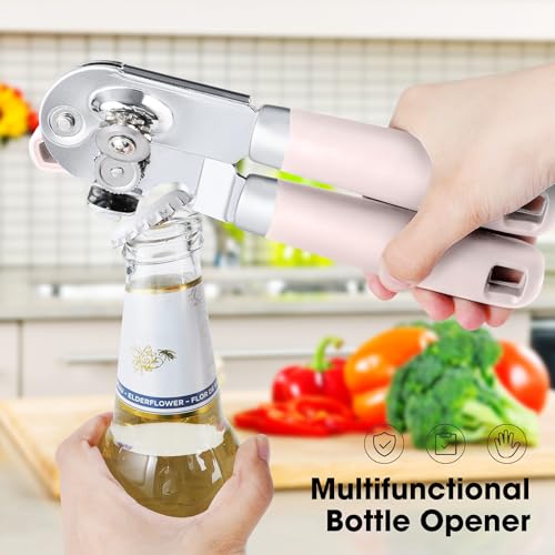 Heavy Duty Hand Can Opener Manual with Magnet (Light Pink)