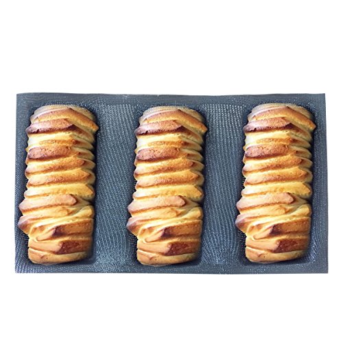 Mesh Silicone Bread Forms Square Shape Bread Molds Non Stick Bakery Tray Silicone Coated Fiber Glass Loaf Crusty Bread Bakeware For Small Toaster Oven (3 Caves 6.7" Square Shape)