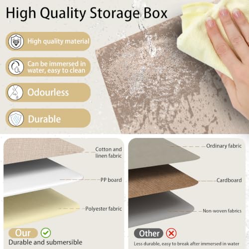 Foldable Storage Baskets for Shelves (16.9x11.8x10.2inch(4-Pack) / Beige)