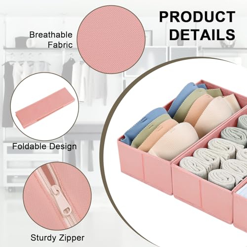 Fabric Drawer Organizer Bins (Pink / 12 Pack)