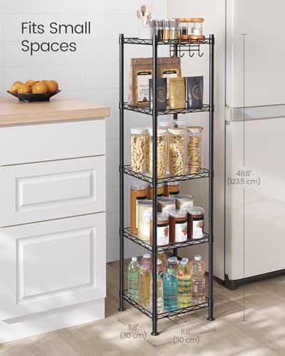 5 Tier Bathroom Shelf (Ink Black + Translucent / 5 Tiers (11.8"W))