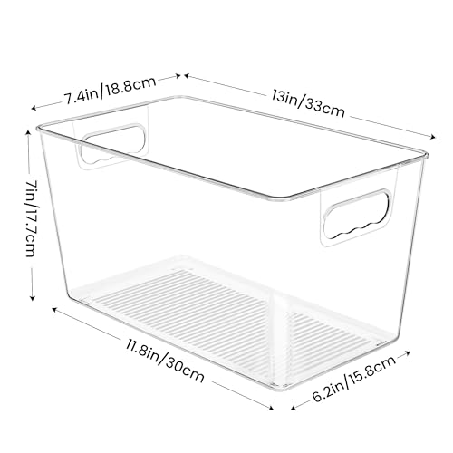 4 Pack Clear Storage Bins (XL(13"L x 7.4"W x 7"H))