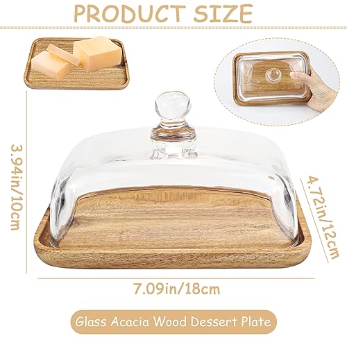 Glass Butter Dish with Lid Clear Glass Butter Keeper Container for Butter (Size 2)