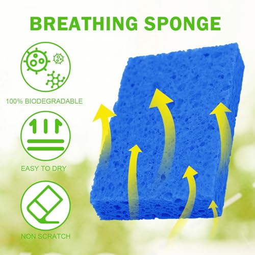 24 Pack Kitchen Sponges Natural Cellulose Compressed Sponges for Cleaning Reusable Dish Sponge Kitchen Non