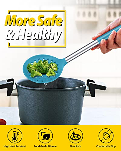 Kitchen Ladle Strainer (Grey and Teal Blue)