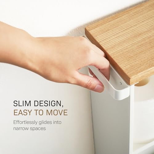 Home Slim Rolling Storage Cart (White)