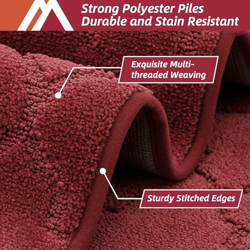 Soft Kitchen Rugs Set of 2 Non Slip 20"x30"+20"x48" (Red / 20"x30"+20"x48")