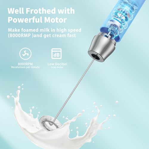LunaFro Rechargeable Milk Frother (Purple and Blue)