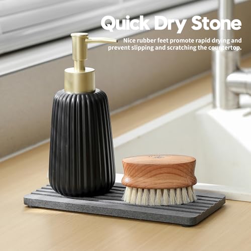 2PCS Diatomite Quick Stone Drying Tray Mat For Bathroom & Kitchen Counter (Charcoal / 8"x 3.8")