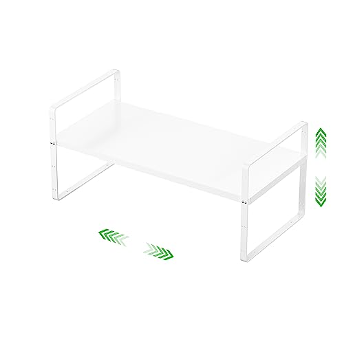 Expandable Cabinet Shelf (Smooth White / Small - 8.1"D - 1 Pack)
