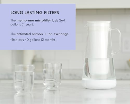 Home Glass Water Filter Pitcher (White)