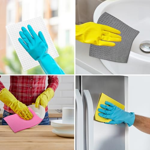 Swedish Dishcloths for Kitchen (Blue Pink Yellow Grey White)
