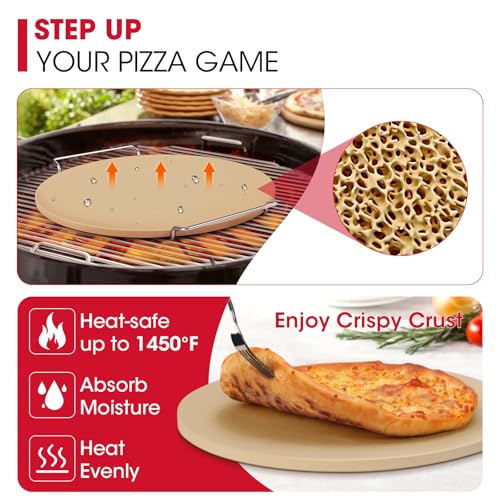 12 Inch Round Pizza Stone for Oven and Grill (12" Dia)