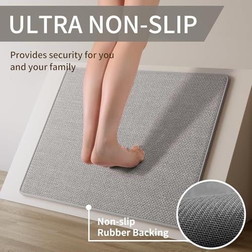 Long Kitchen Runner Rugs Kitchen Mat Non Slip Washable Gray 17"x71" (A- Gray / 17"x71")