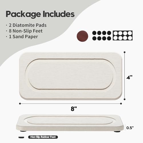 2Pack Diatomite Stone Sink Tray (2 Pack - Beige - 8"x 3.8")