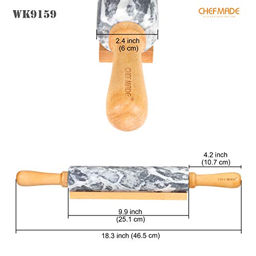 18 Inch Marble Rolling Pin with Wooden Handles and Cradle (01 - 18" Marble)
