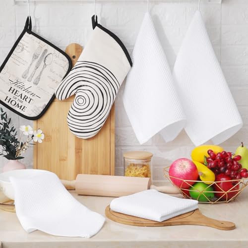 100% Cotton Waffle Weave Kitchen Dish Cloths 6 (White / 12 X 12 - 6 Pack)