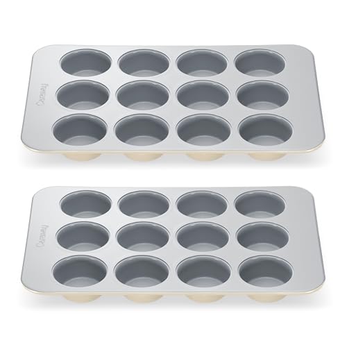 Non Stick Ceramic (Cream / 2x Muffin Pan (12 Cup))