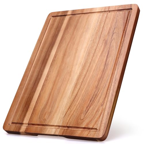 Acacia Wood Cutting Boards for Kitchen Wooden Chopping Board with Handle (Acacia Wood / 15"L x 11"W)