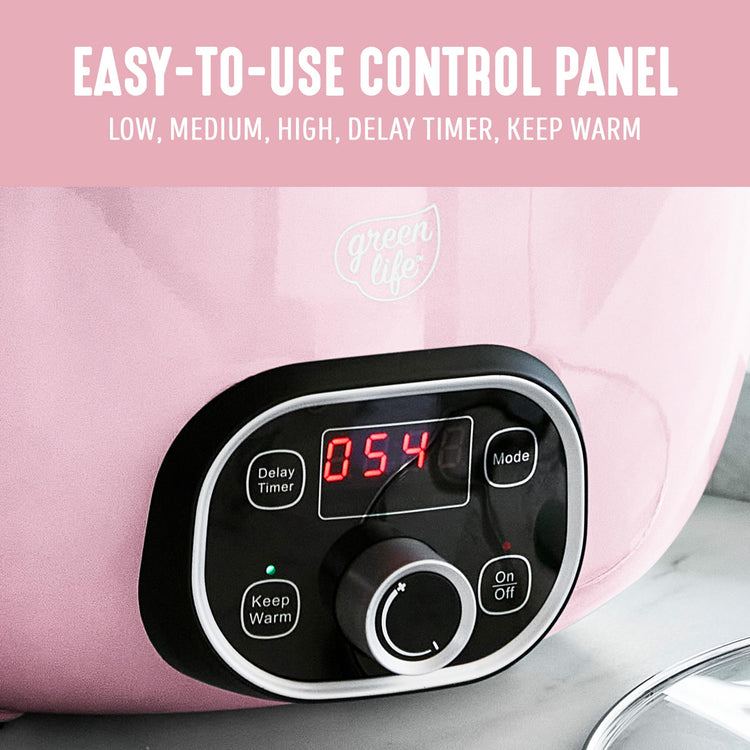 6QT Ceramic Nonstick Slow Cooker (Pink / 6 Quarts)