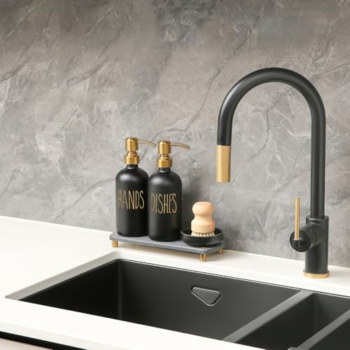 Soap Dispenser Set Comes with Stainless Steel Pumps (Gold & Black)