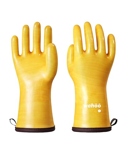 wahoo 12 Inch Liquid Silicone Oven Mitts (Yellow / XL/10)