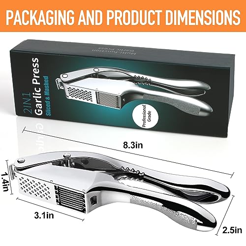 Garlic press and slicer 2 in 1 (Pearl White)