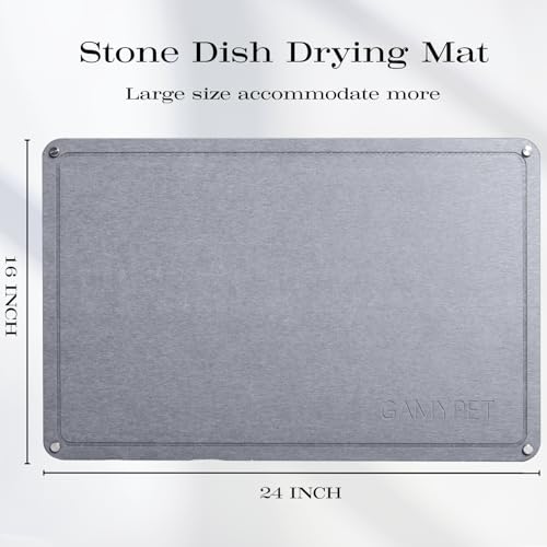 Large Dish Drying Stone Mat for Kitchen 24"x16" Dark Gray (Dark Gray / 24" x 16")
