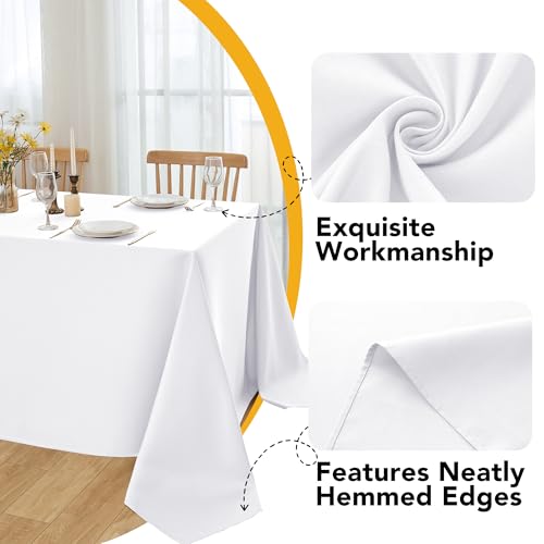 10 Pack White Tablecloths for Rectangle Tables (White / 60x84 In, 10 Pack)