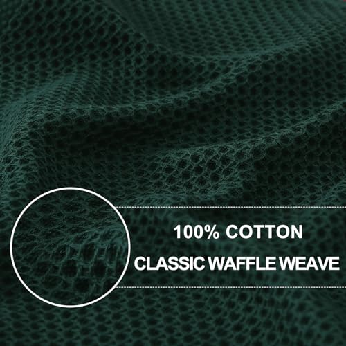 100% Cotton Waffle Weave Kitchen Dish Cloths 8 (Blackish Green / 12 X 12 - 8 Pack)