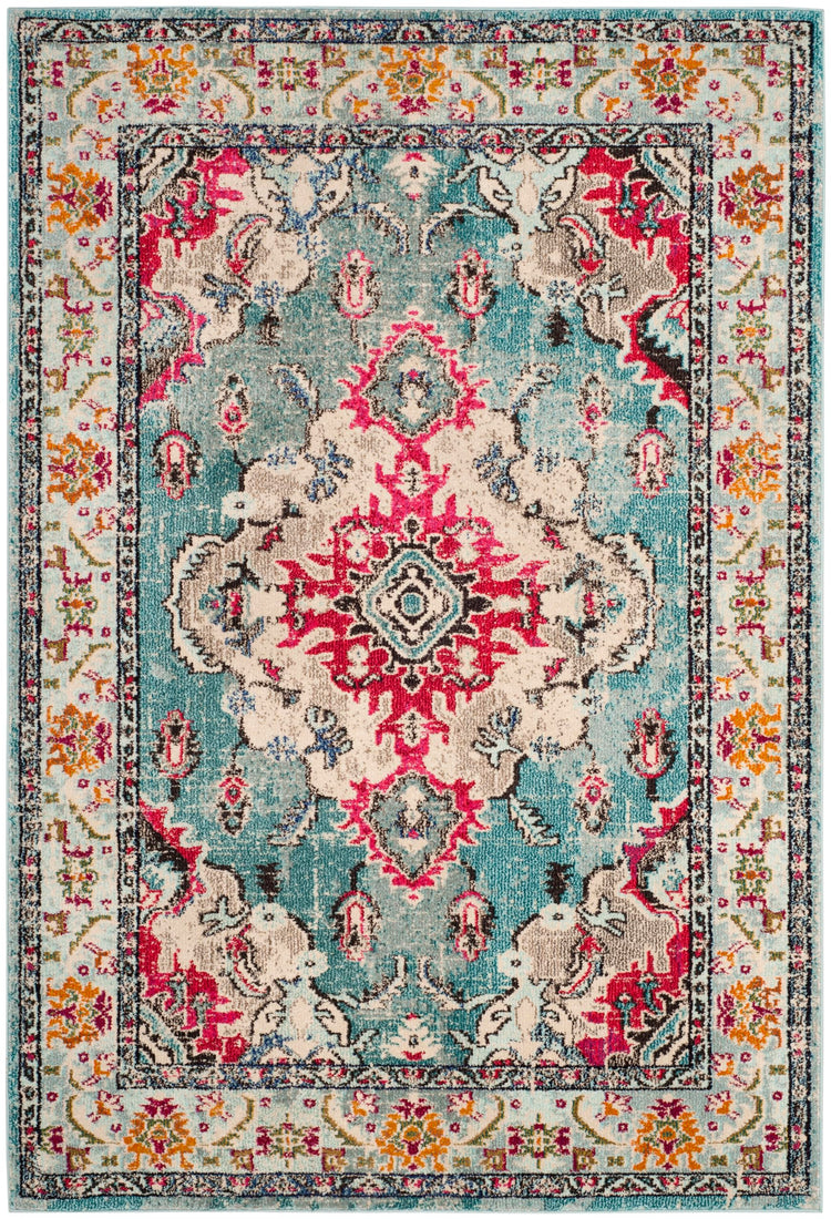 Monaco Area Rug 5'1"x7'7" (5'1" x 7'7" (Rectangular) / Light Blue/Fuchsia)