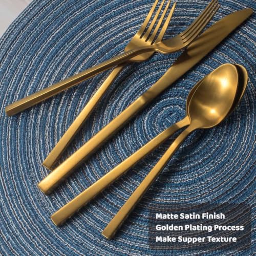Cube Gold 45 Piece Forged Stainless Steel Matte Flatware Set for 8 (Gold Satin / 45 pieces for 8)