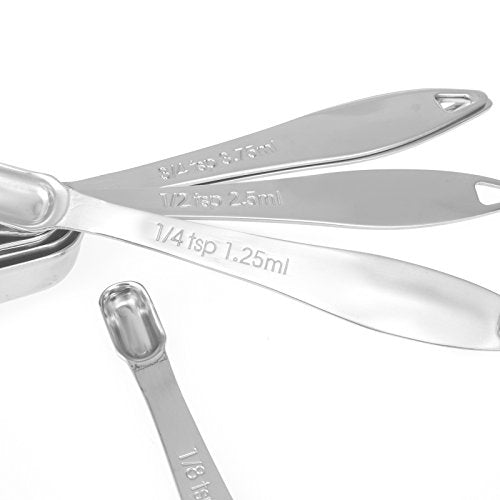 6-Piece 18/8 Stainless Steel Measuring Spoons Set, Silver (6 Piece / Silver)