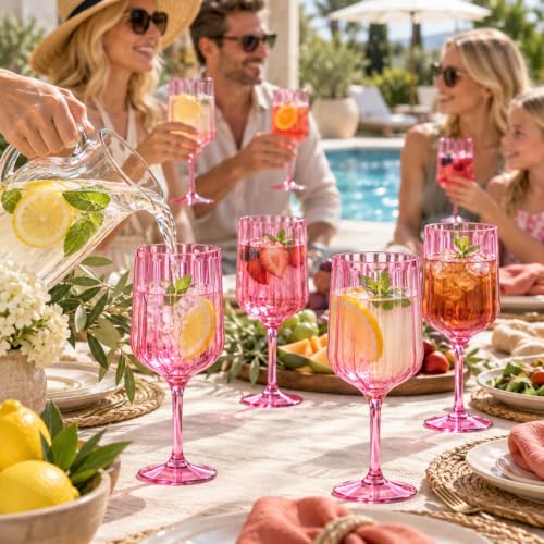 Acrylic Lucia Stemmed Goblets (Wine Glass / Hot Pink)