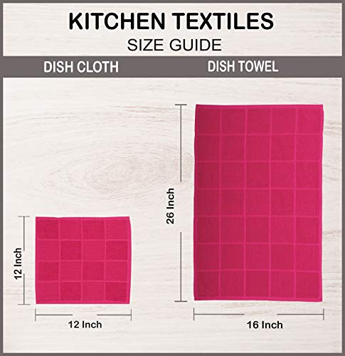 Dish Cloths for Washing Dishes Set of 8 (Pink Box / 12" x 12" - 8 pack)