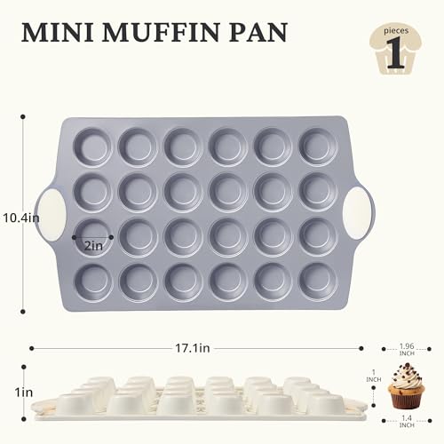 24 Cup Ceramic Nonstick Mini Muffin Pan & Cupcake Tin (Cream / 24 Cup Mini Muffin Pan (1 pack))