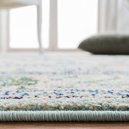 Monaco Collection Area Rug (3' (Round) / Light Blue / Ivory)
