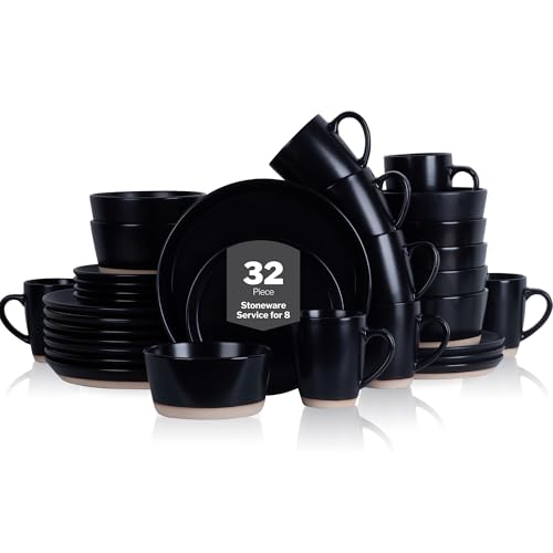 Jules Stoneware 32 (32 Piece - Service for 8 / Black)