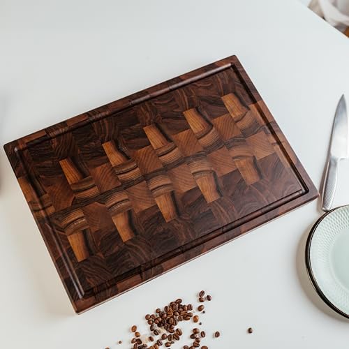 Handmade Personalized Walnut End Grain Cutting Board (22x16x2 Inches)