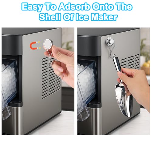 Stainless Steel Ice Scoop for Freezer with Magnetic Hook (6oz / Silver)