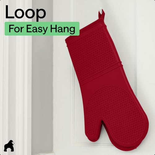 Silicone Oven Mitts (Red / 12.5" Oven Mitts)