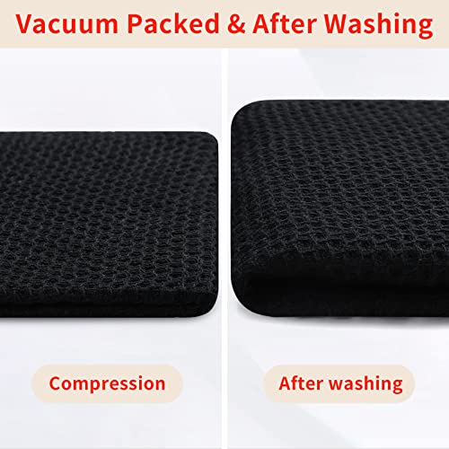100% Cotton Waffle Weave Kitchen Dish Towels 6 (Black / 13 X 28 - 6 Pack)